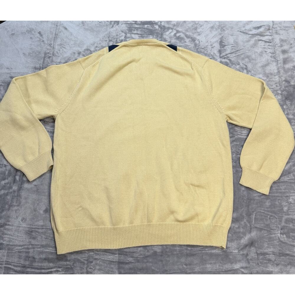 Tasso Elba Golf V-Neck Argyle Cotton Knit Sweater Mens Large Tan/Navy‎ Pattern - Picture 5 of 5
